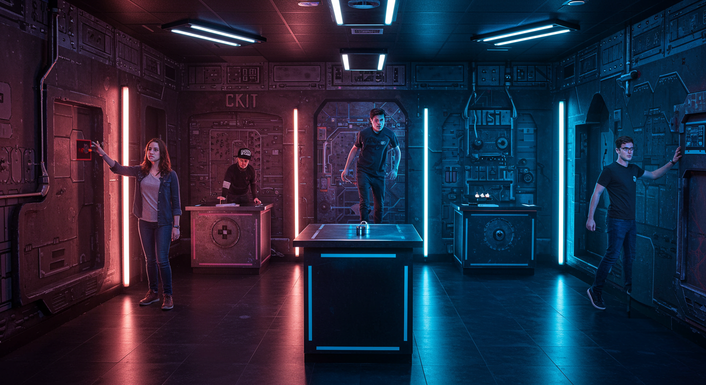 Futuristic team decodes mission clues