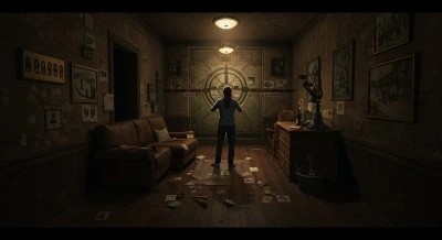 Focused girl solving escape room puzzle